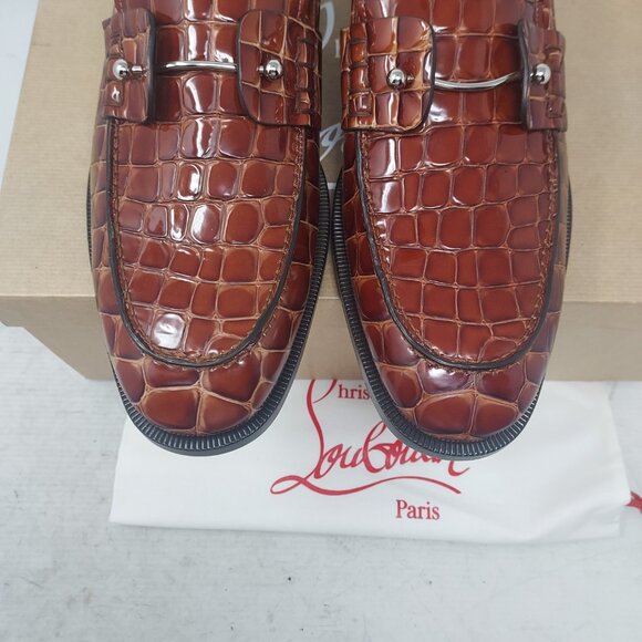 Christian Louboutin Brown Chambelimoc Ali Crocodile Loafer - Picture 5 of 12